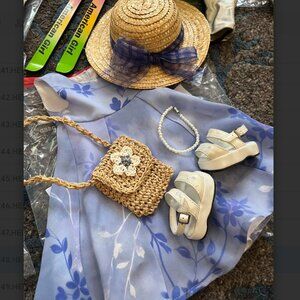 Retired Vintage American Girl Doll Periwinkle Dress and Accessories (2000)